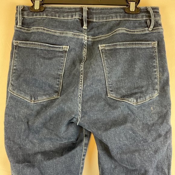 Frame Le One Crop Mini Boot Jeans 2 Blue Wash Raw Rolled Hem Stretch 30-34 - Picture 7 of 11